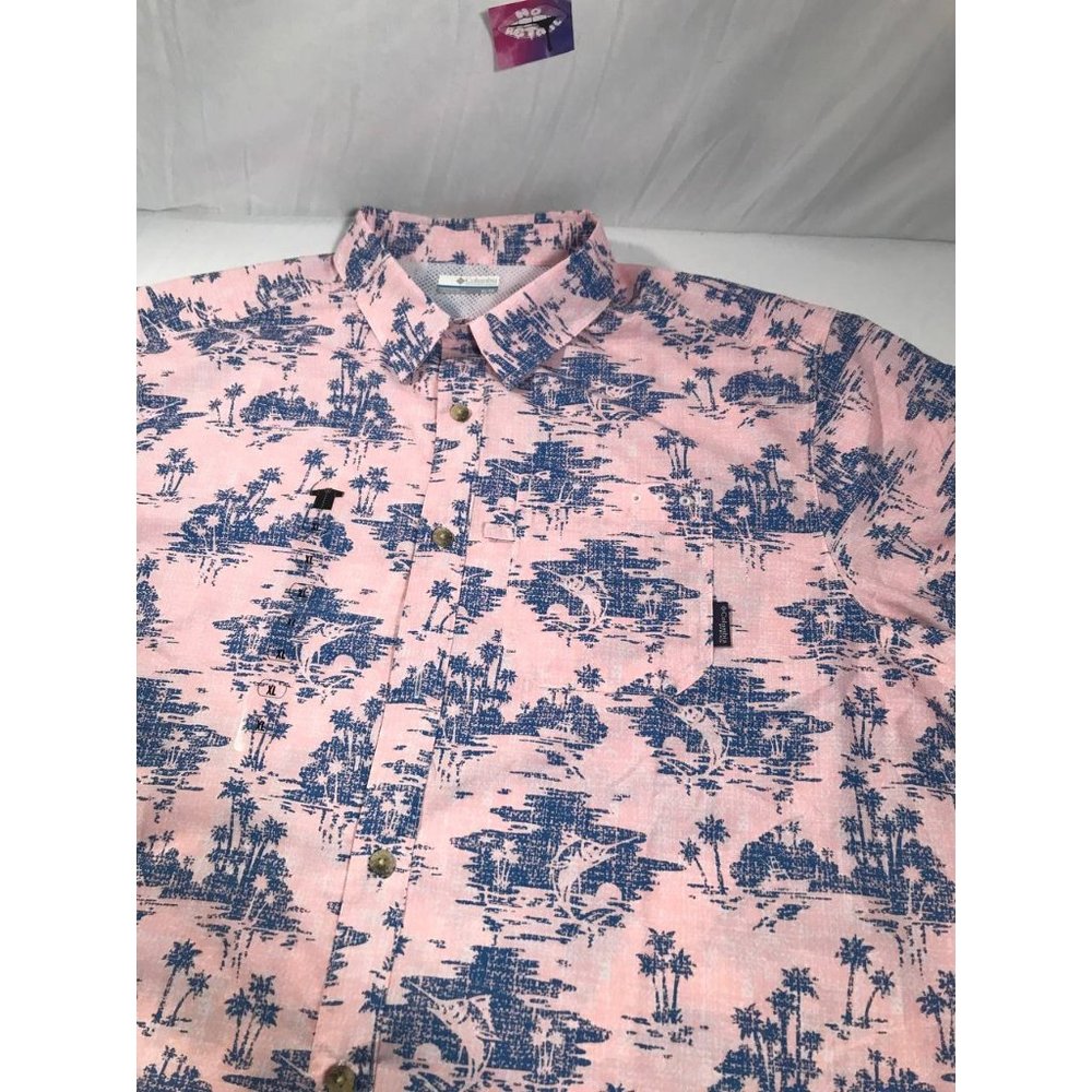 Columbia PFG Button Up Shirt Mens sz XL NWT Pink - Picture 2 of 7